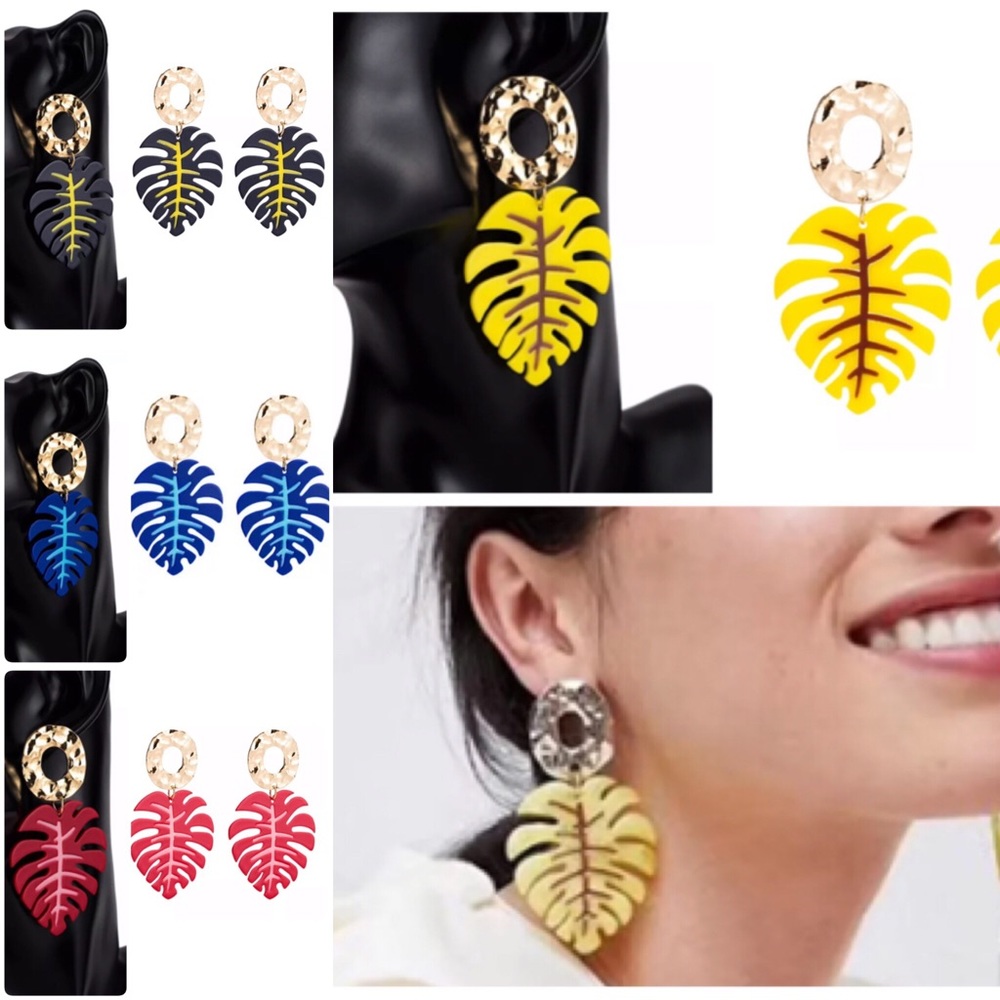 Acrylic Bohemian Leaf Earrings